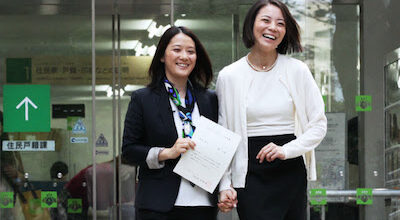 Japan’s first partnership documents to same-sex couples in Shibuya.　